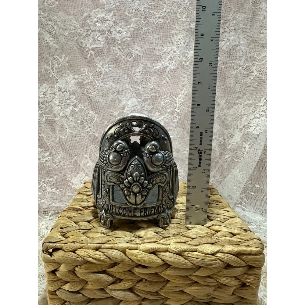 Yankee Candle Welcome‎ Friends Large Jar Holder Silver Tone Birds Floral Heart